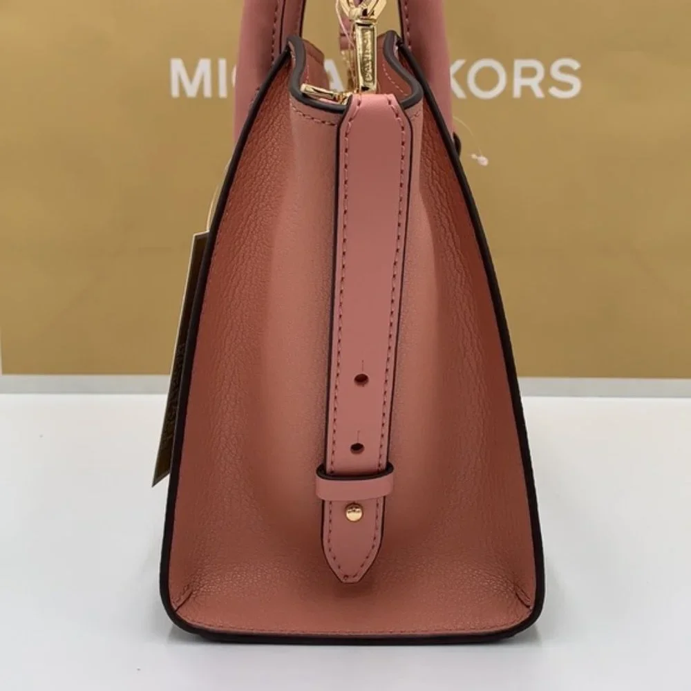 Michael Kors Avril Small Logo Top-Zip Satchel Sunset Rose - Picture 14 of 16